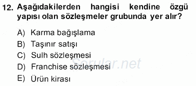 İşletme Hukuku 2013 - 2014 Ara Sınavı 12.Soru