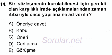 İşletme Hukuku 2013 - 2014 Ara Sınavı 14.Soru