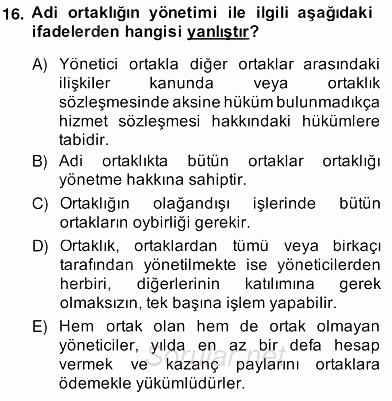 İşletme Hukuku 2013 - 2014 Ara Sınavı 16.Soru
