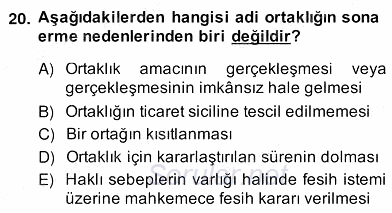 İşletme Hukuku 2013 - 2014 Ara Sınavı 20.Soru