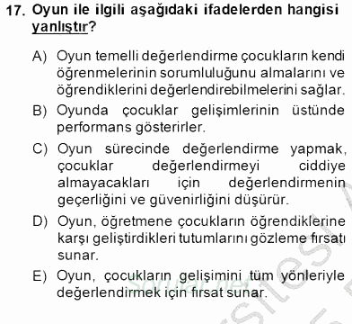 Çocukları Tanıma Teknikleri 2014 - 2015 Ara Sınavı 17.Soru