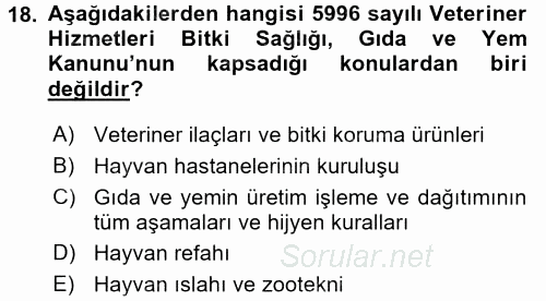 Gıda Güvenliğinin Temel Prensipleri 2017 - 2018 Dönem Sonu Sınavı 18.Soru
