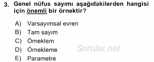 İstatistik 2015 - 2016 Tek Ders Sınavı 3.Soru