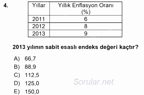 İstatistik 2015 - 2016 Tek Ders Sınavı 4.Soru