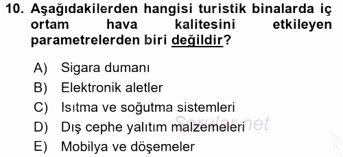 Ekoloji ve Turizm 2015 - 2016 Dönem Sonu Sınavı 10.Soru