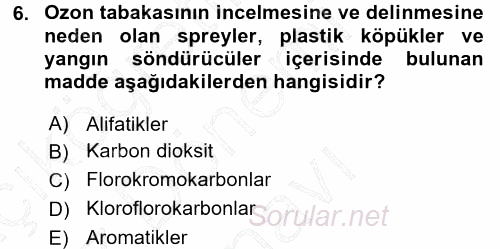 Ekoloji ve Turizm 2015 - 2016 Dönem Sonu Sınavı 6.Soru