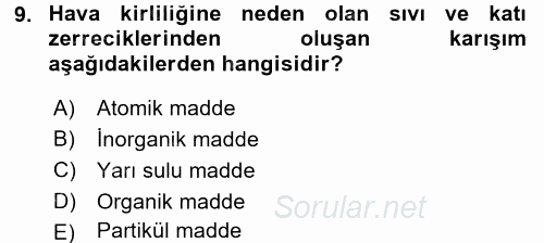 Ekoloji ve Turizm 2015 - 2016 Dönem Sonu Sınavı 9.Soru