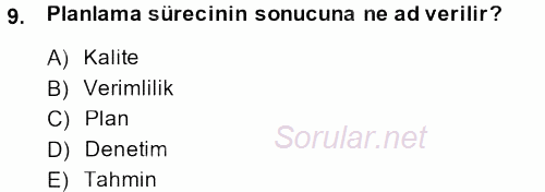 İnsan Kaynakları Yönetimi 2013 - 2014 Ara Sınavı 9.Soru