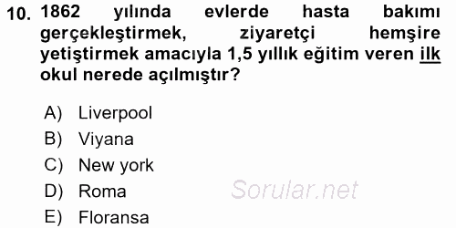 Evde Yaşlı Bakım Hizmetleri 2016 - 2017 3 Ders Sınavı 10.Soru