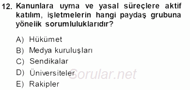 Yatırımcı İlişkileri Yönetimi 2014 - 2015 Dönem Sonu Sınavı 12.Soru
