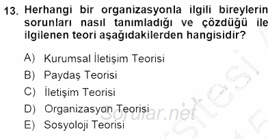 Yatırımcı İlişkileri Yönetimi 2014 - 2015 Dönem Sonu Sınavı 13.Soru