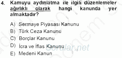Yatırımcı İlişkileri Yönetimi 2014 - 2015 Dönem Sonu Sınavı 4.Soru
