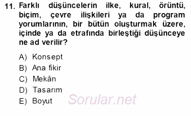 Turistik Alanlarda Mekan Tasarımı 2013 - 2014 Dönem Sonu Sınavı 11.Soru