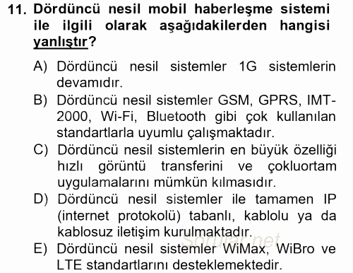Yeni İletişim Teknolojileri 2012 - 2013 Dönem Sonu Sınavı 11.Soru