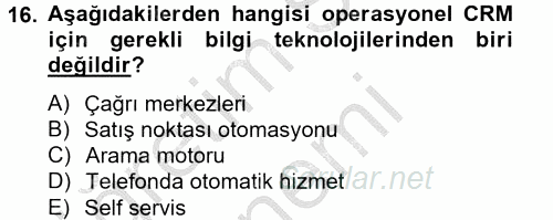 Yeni İletişim Teknolojileri 2012 - 2013 Dönem Sonu Sınavı 16.Soru