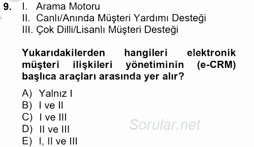 Yeni İletişim Teknolojileri 2012 - 2013 Dönem Sonu Sınavı 9.Soru