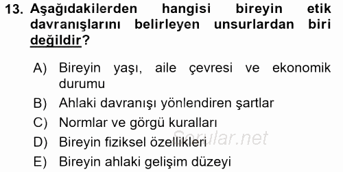 İş Hayatında Standartlar 2016 - 2017 Dönem Sonu Sınavı 13.Soru