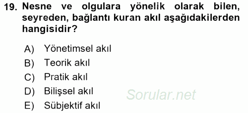 İş Hayatında Standartlar 2016 - 2017 Dönem Sonu Sınavı 19.Soru