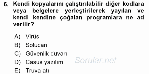 İş Hayatında Standartlar 2016 - 2017 Dönem Sonu Sınavı 6.Soru