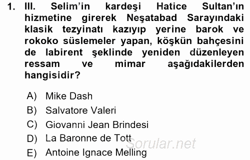 XVIII. Yüzyıl Türk Edebiyatı 2015 - 2016 Ara Sınavı 1.Soru