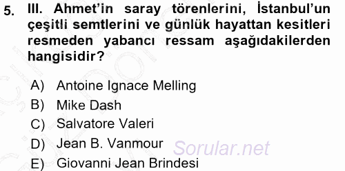 XVIII. Yüzyıl Türk Edebiyatı 2015 - 2016 Ara Sınavı 5.Soru