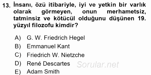 Kültür Tarihi 2015 - 2016 Tek Ders Sınavı 13.Soru