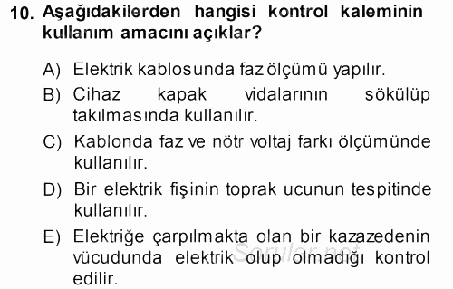 Radyo ve Televizyonda Ölçü Bakım 2013 - 2014 Ara Sınavı 10.Soru