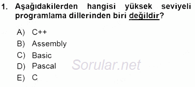 Bilgisayar 1 2015 - 2016 Ara Sınavı 1.Soru