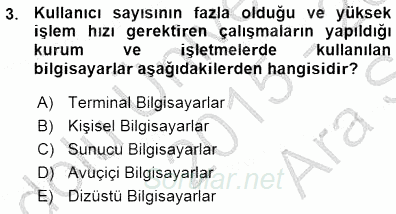 Bilgisayar 1 2015 - 2016 Ara Sınavı 3.Soru