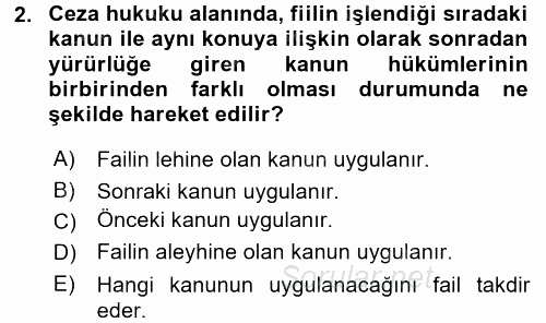 Ceza Hukukuna Giriş 2017 - 2018 Ara Sınavı 2.Soru