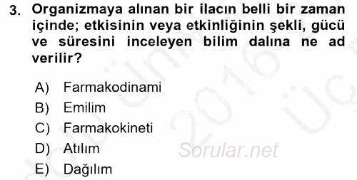 Yaşlılarda Görülebilecek Sorunlar Ve Bakım Hizmetleri 2016 - 2017 3 Ders Sınavı 3.Soru