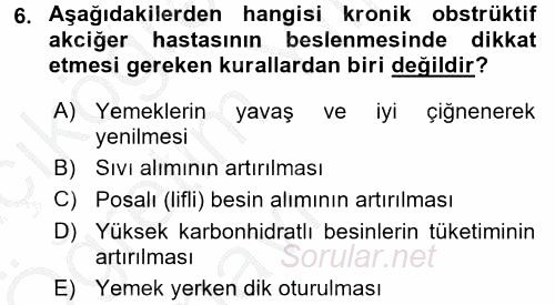 Yaşlılarda Görülebilecek Sorunlar Ve Bakım Hizmetleri 2016 - 2017 3 Ders Sınavı 6.Soru