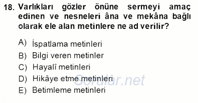 Eleştiri Kuramları 2014 - 2015 Dönem Sonu Sınavı 18.Soru