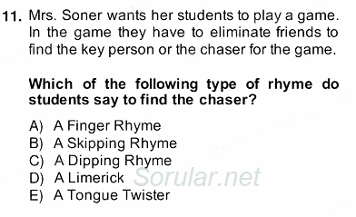 Çocuklara Yabancı Dil Öğretimi 2 2013 - 2014 Ara Sınavı 11.Soru