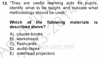 Çocuklara Yabancı Dil Öğretimi 2 2013 - 2014 Ara Sınavı 13.Soru
