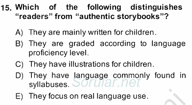 Çocuklara Yabancı Dil Öğretimi 2 2013 - 2014 Ara Sınavı 15.Soru
