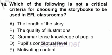 Çocuklara Yabancı Dil Öğretimi 2 2013 - 2014 Ara Sınavı 18.Soru