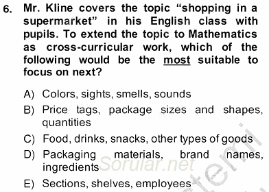 Çocuklara Yabancı Dil Öğretimi 2 2013 - 2014 Ara Sınavı 6.Soru