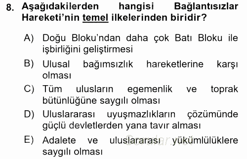 Uluslararası Ekonomik Kuruluşlar 2015 - 2016 Ara Sınavı 8.Soru