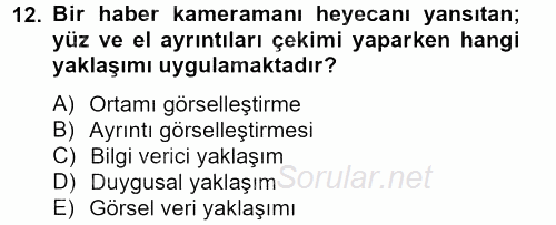 Videonun Kullanım Alanları 2012 - 2013 Dönem Sonu Sınavı 12.Soru
