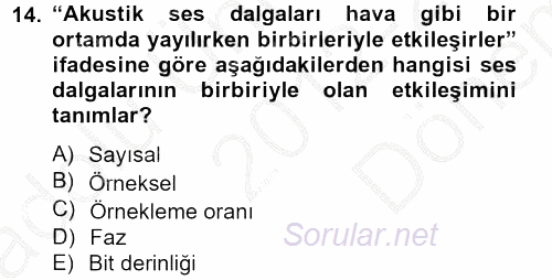 Videonun Kullanım Alanları 2012 - 2013 Dönem Sonu Sınavı 14.Soru