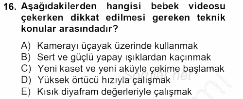 Videonun Kullanım Alanları 2012 - 2013 Dönem Sonu Sınavı 16.Soru