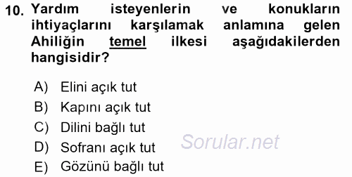 Topluma Hizmet Eğitimi 2015 - 2016 Dönem Sonu Sınavı 10.Soru