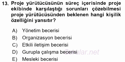 Topluma Hizmet Eğitimi 2015 - 2016 Dönem Sonu Sınavı 13.Soru