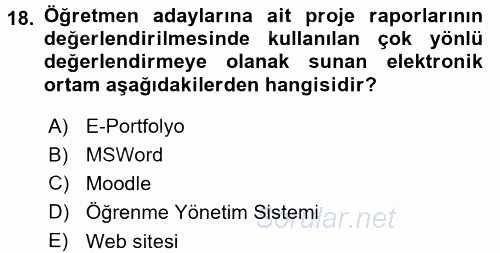 Topluma Hizmet Eğitimi 2015 - 2016 Dönem Sonu Sınavı 18.Soru