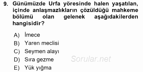 Topluma Hizmet Eğitimi 2015 - 2016 Dönem Sonu Sınavı 9.Soru