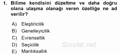 Sosyal Bilimlerde Araştırma Yöntemleri 2017 - 2018 Ara Sınavı 1.Soru