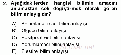 Sosyal Bilimlerde Araştırma Yöntemleri 2017 - 2018 Ara Sınavı 2.Soru