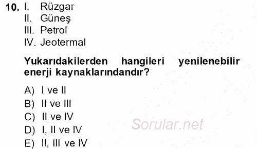 Okulöncesinde Fen Eğitimi 2013 - 2014 Ara Sınavı 10.Soru