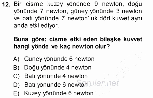 Okulöncesinde Fen Eğitimi 2013 - 2014 Ara Sınavı 12.Soru